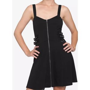 Hot Topic Black Zip Front Buckle Strap Dress Plus Size 1X Nwot